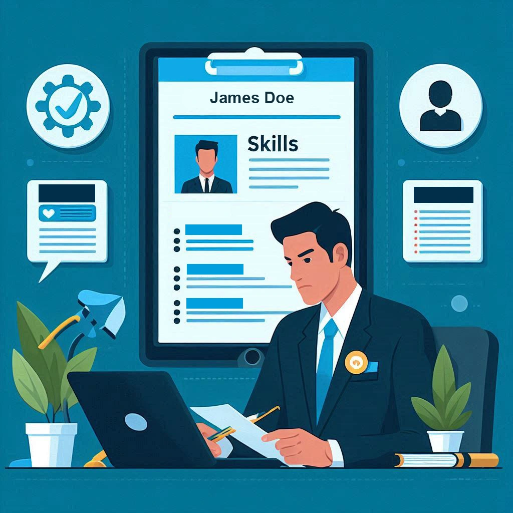 A recruiter reviewing a keyword-optimized resume highlighting skills and job description matches for an ATS-friendly submission.